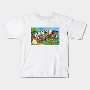 Greetings from Oshkosh, Wisconsin - Vintage Large Letter Postcard Kids T-Shirt